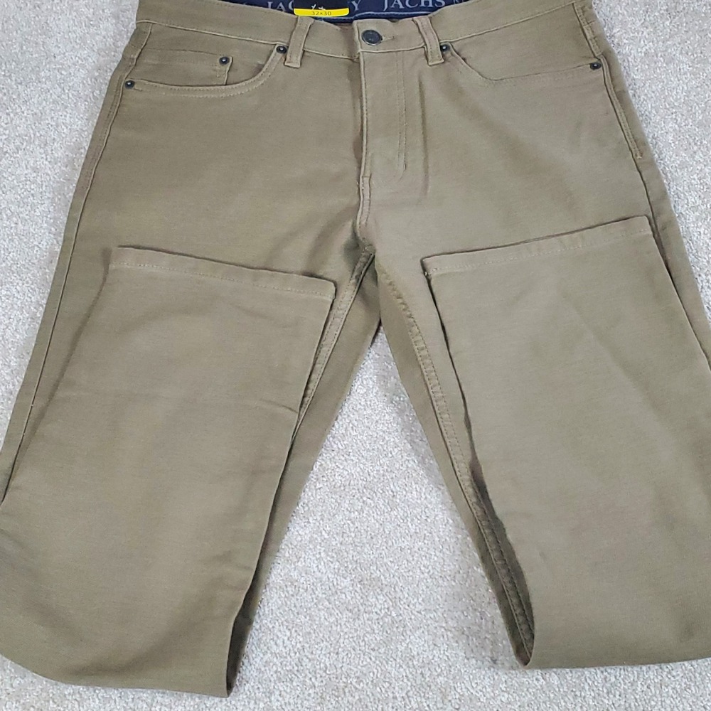 JACHS NY Men's Jeans Pants Tan 32x30 Straight‎ Fit 5 Pocket Flex Waistband NWTG